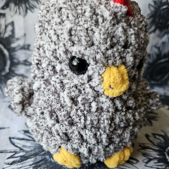 Crochet Black Speckled Rooster Amigurumi Plushie - Picture 7 of 16